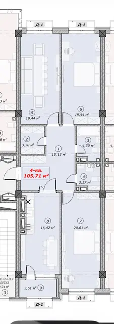 3-комн., 105.71 м²
